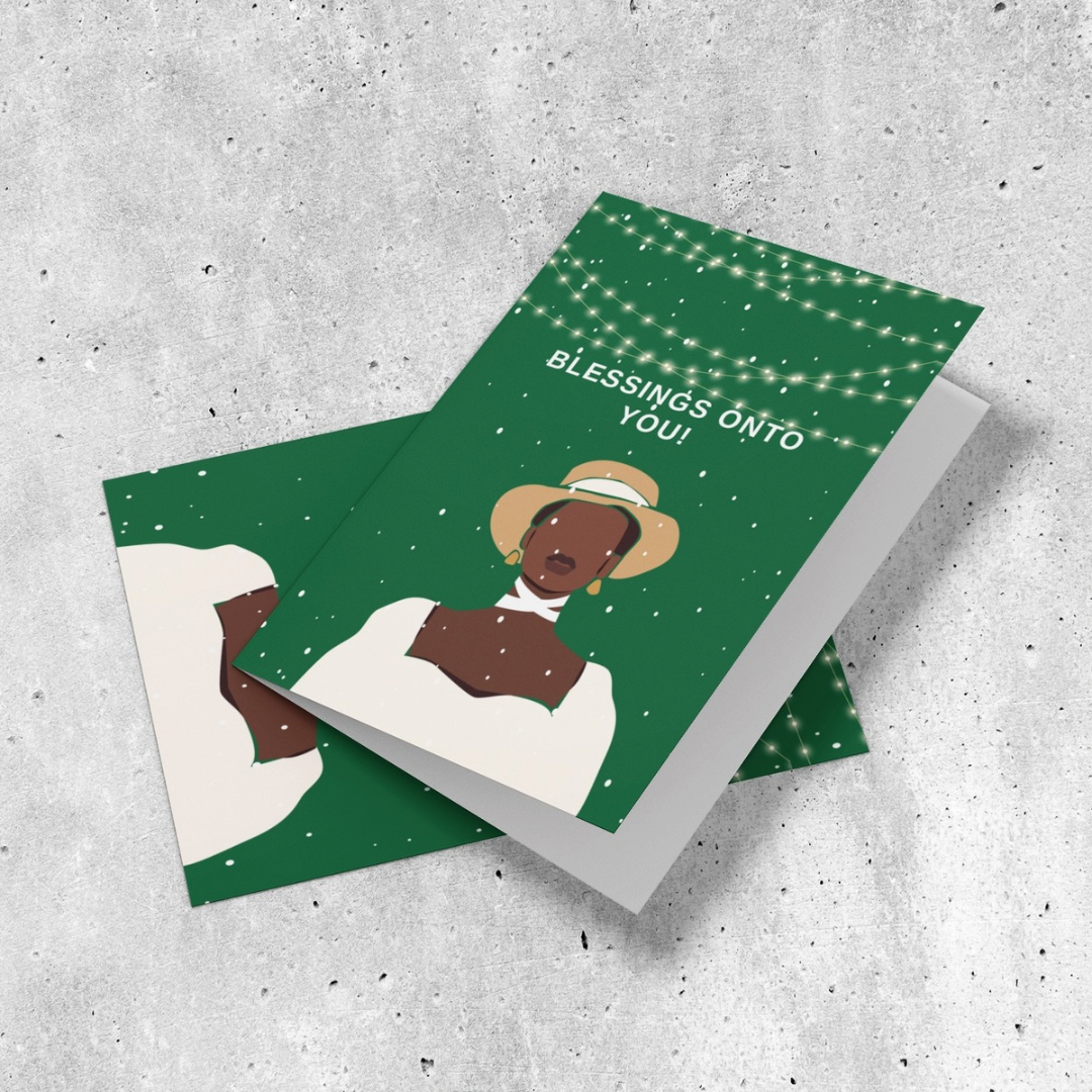 Seasonal Holiday Greeting Card - Blessings Onto You