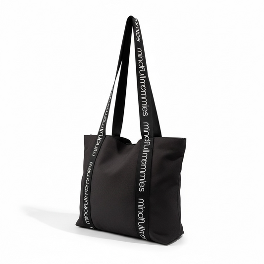 Mindfull Mommies Everyday Reusable Canvas Tote Bag with a Zipper - Black