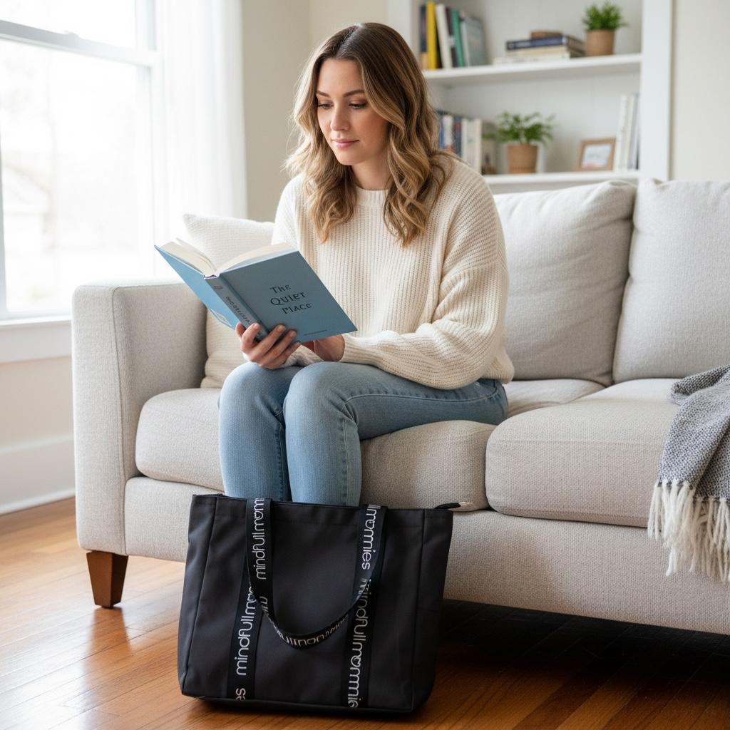 Mindfull Mommies Everyday Reusable Canvas Tote Bag with a Zipper - Black