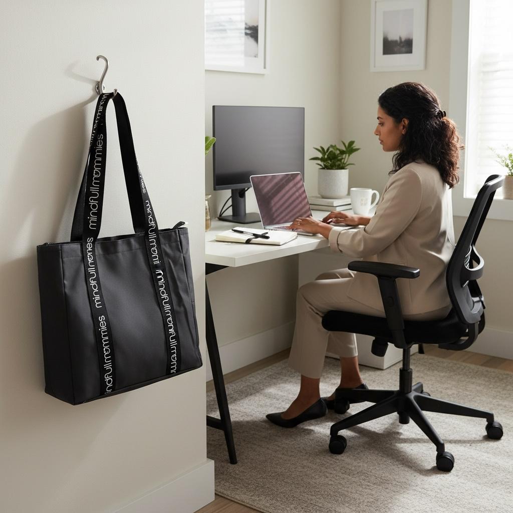 Mindfull Mommies Everyday Reusable Canvas Tote Bag with a Zipper - Black